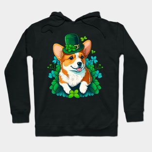 Funny Corgi Lover Shamrock Happy St Patricks Day Hoodie